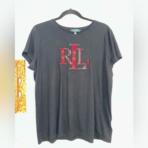Lauren Ralph Lauren Black Tee with Red Accents